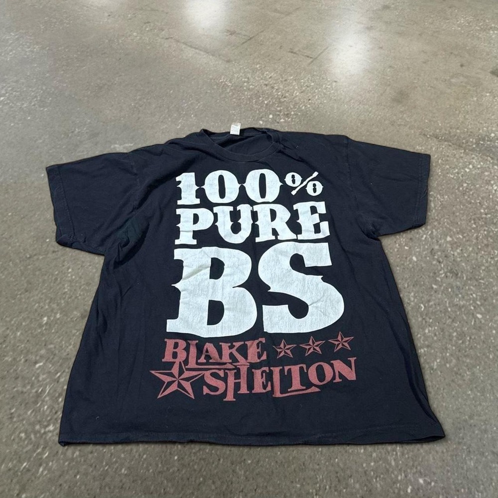 Tultex Blake Shelton 100% Pure BS Graphic T-Shirt Black Large Y2K